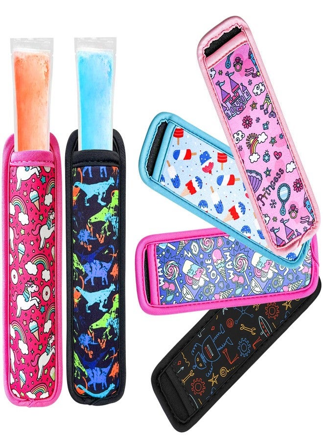 Amintiri Popsicle Holder for Kids, 6 Pieces Anti-Freezing Neoprene Sleeves, Cute Ice Pop Holder, Reusable Washable for Boys Girls - Image 1